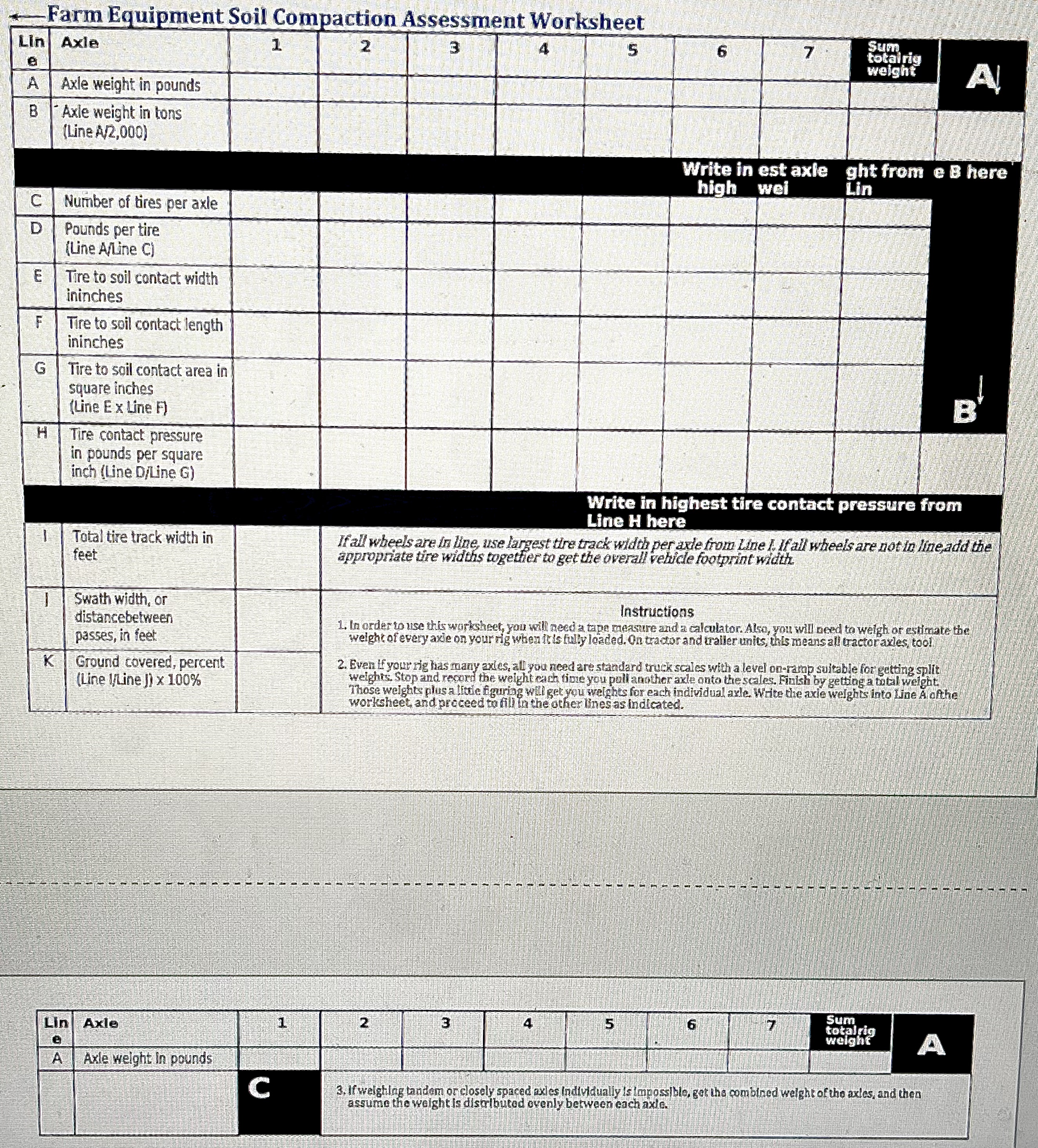 Farm Equipment Soil Compaction Assessment Worksheet | Chegg.com