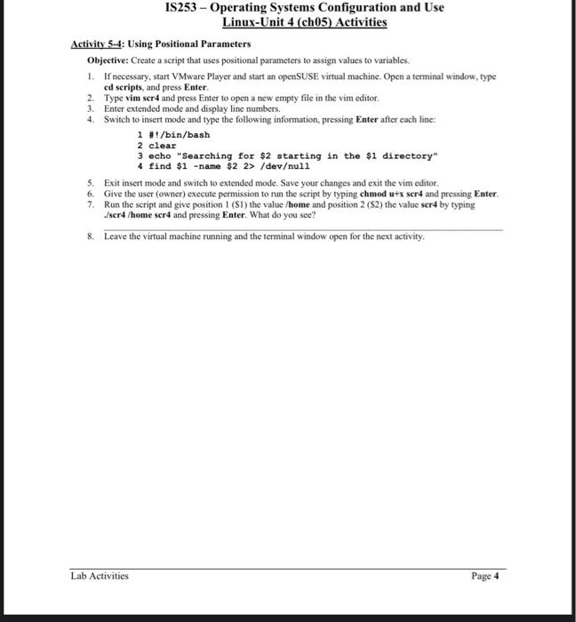 Solved Activity 5-1: Creating a Shell Script Objective: | Chegg.com
