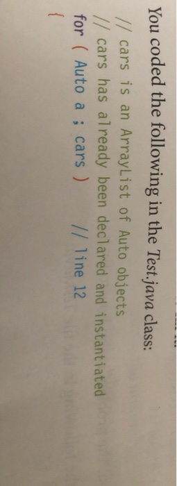 Solved You coded the following in the Test.java class: // | Chegg.com