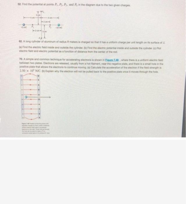 Solved 52. Find the potential at points PBB and P, in the | Chegg.com