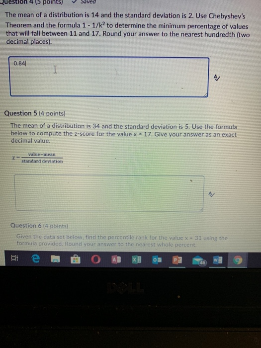 Solved Question 4 points) saved The mean of a distribution | Chegg.com