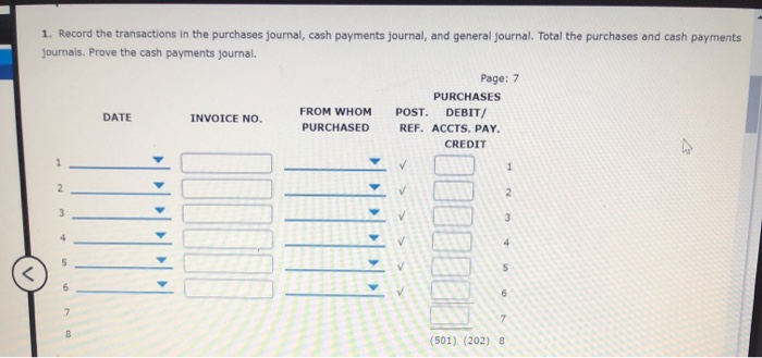 Solved Purchases Journal, Cash Payments Journal, and General