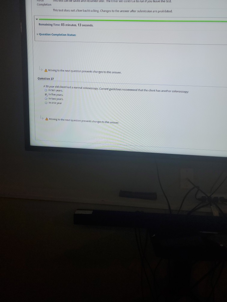 Solved This test can be saved and resumed later. The time