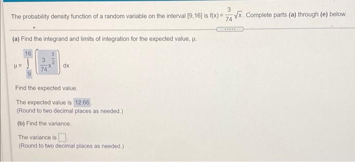 Solved 3 The probability density function of a random | Chegg.com