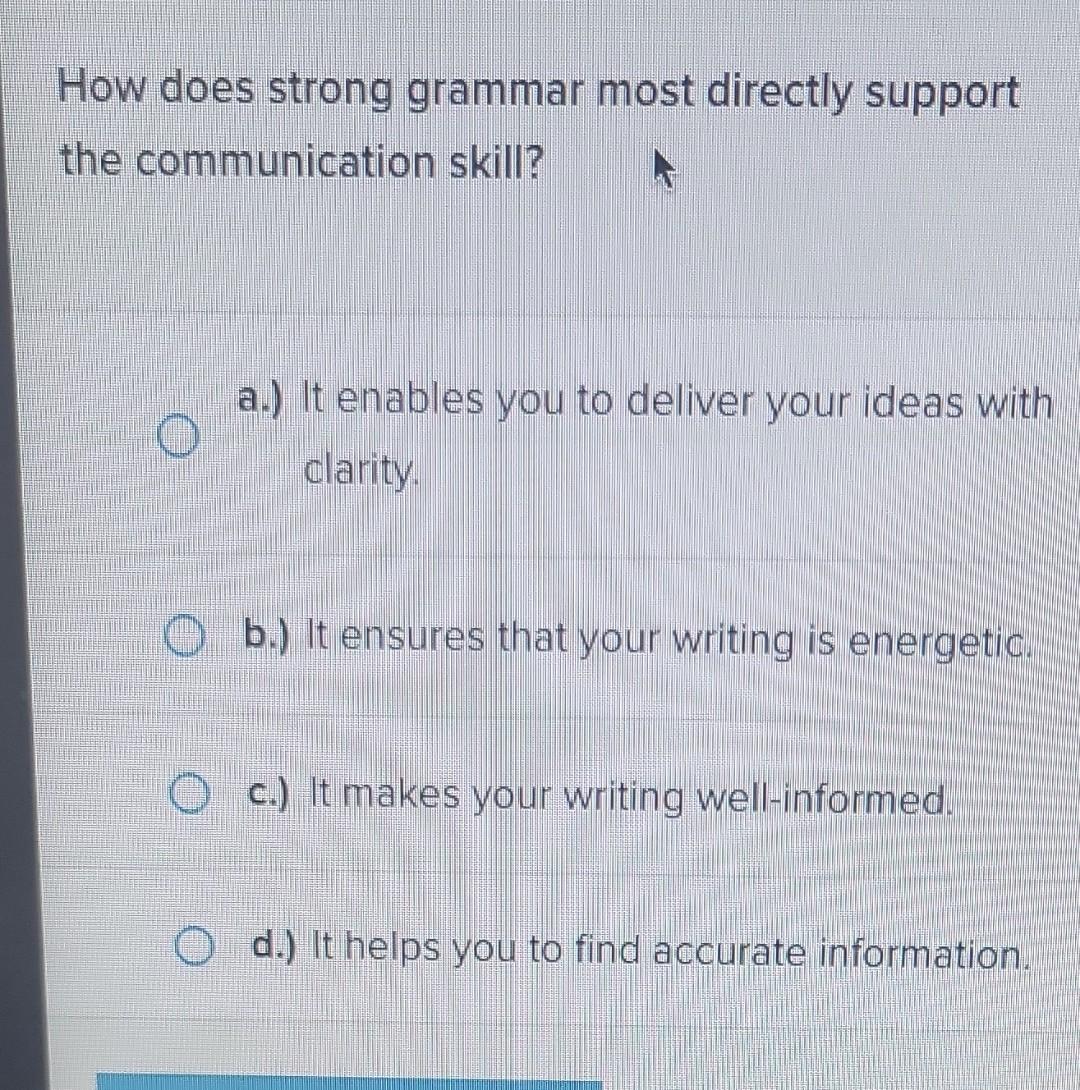 How Does Strong Grammar Most Directly Support The | Chegg.com