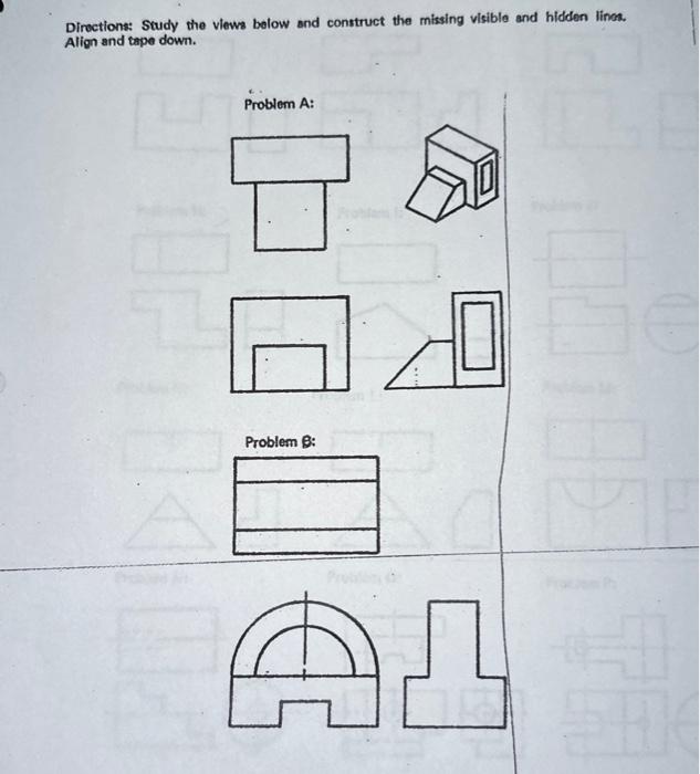 Solved Draw the missing visible and hidden lines on the | Chegg.com