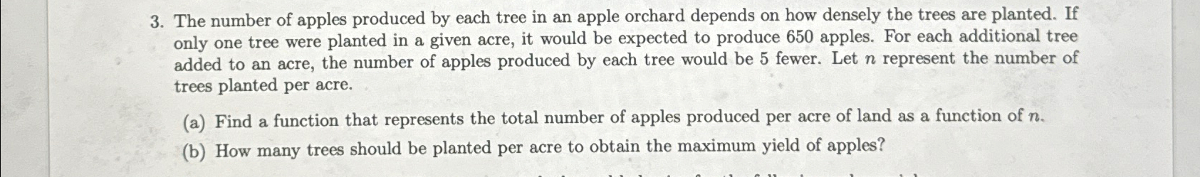 Solved The number of apples produced by each tree in an | Chegg.com