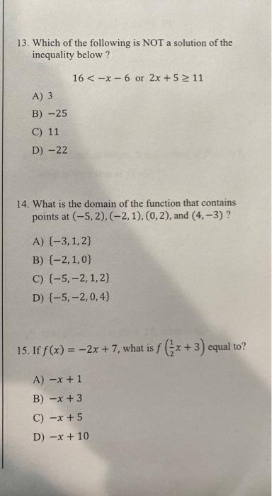 Solved 13. Which Of The Following Is NOT A Solution Of The | Chegg.com