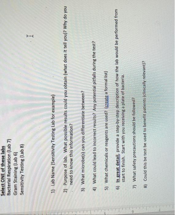 Solved Select ONE of these labs Bacterial Respiration (Lab | Chegg.com