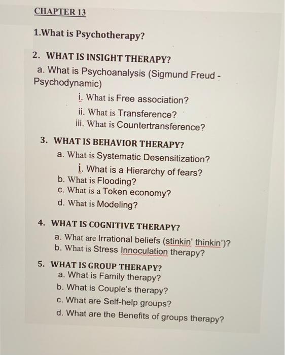 Solved Chapter 13 1 What Is Psychotherapy 2 What Is Chegg Com