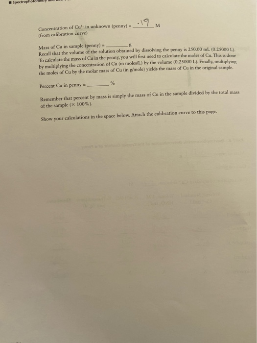 Solved Spectrophotometry and Beer's Law spremenities Lab