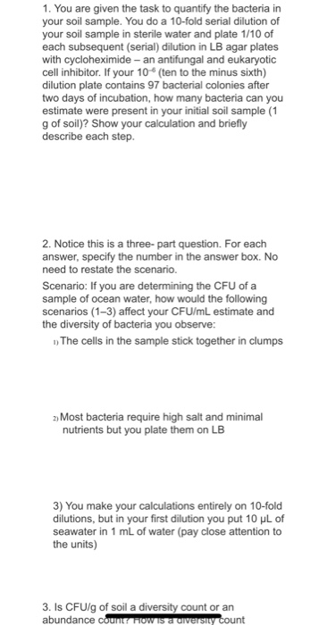 Solved CFU Practice Problems 1. You are given a test tube | Chegg.com