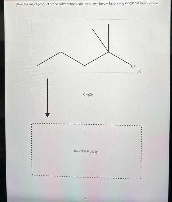 Solved Draw the major product of the substitution reaction | Chegg.com