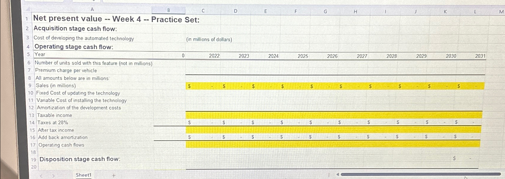 Net Present Value ï Week 4 ï Practice Chegg