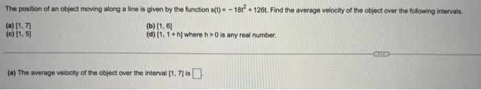 Solved The position of an object moving along a line is | Chegg.com
