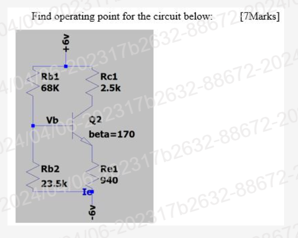 Solved Find operating point for the circuit below:[7Marks] | Chegg.com