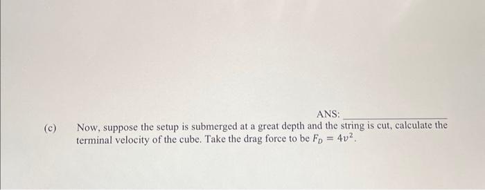 Solved A cube of mass M is submerged beneath the water | Chegg.com