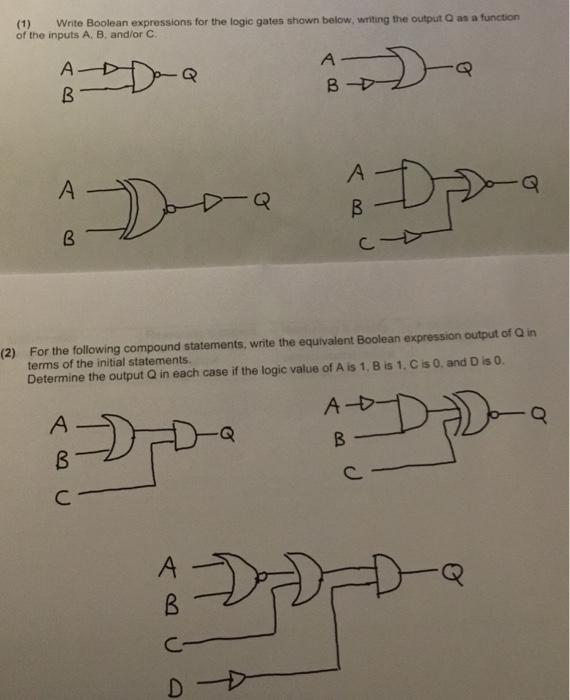 Solved write boolean expressions for the logic gates shown | Chegg.com