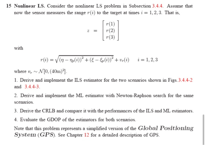 15 Nonlinear LS. Consider the nonlinear LS problem in | Chegg.com
