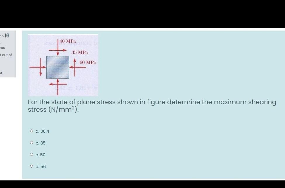 Solved on 16 | 40 MPa red 35 MPa out of 60 MPa on + For the | Chegg.com