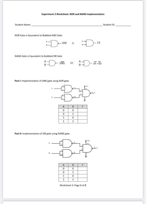 Solved NOR Gate Is Equivalent To Bubbied AND Gate NAND Gate | Chegg.com