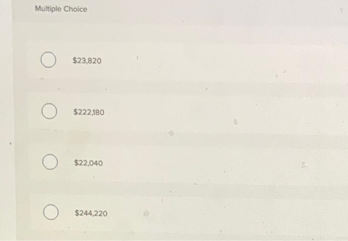 Solved Multiple Choice $23,820 $222,180 $22,040 $244,220 | Chegg.com