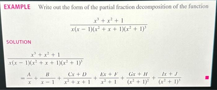 Solved Write out the form of the partial fraction | Chegg.com