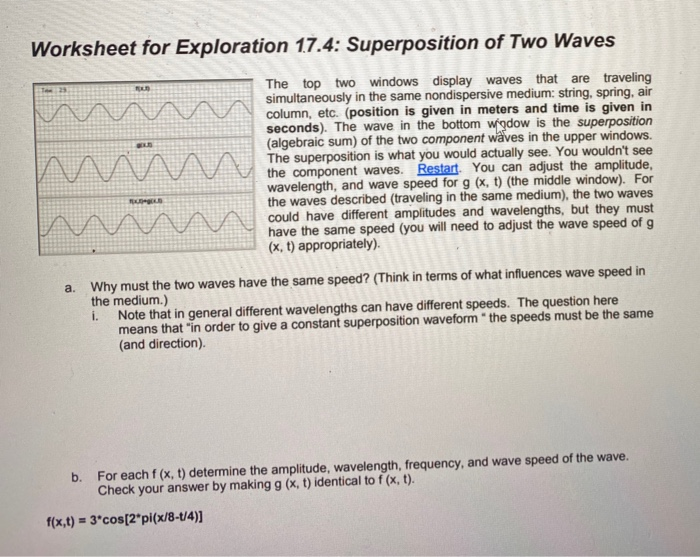 Solved Worksheet For Exploration 17 4 Superposition Of T Chegg Com