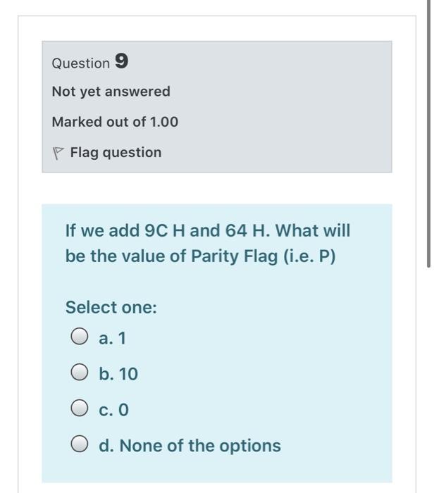 Solved Question 1 Not yet answered Marked out of 1.00 p Flag