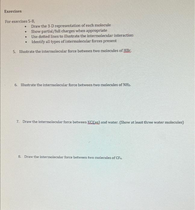 Solved Exercises For exercises 5-8, Draw the 3-D | Chegg.com