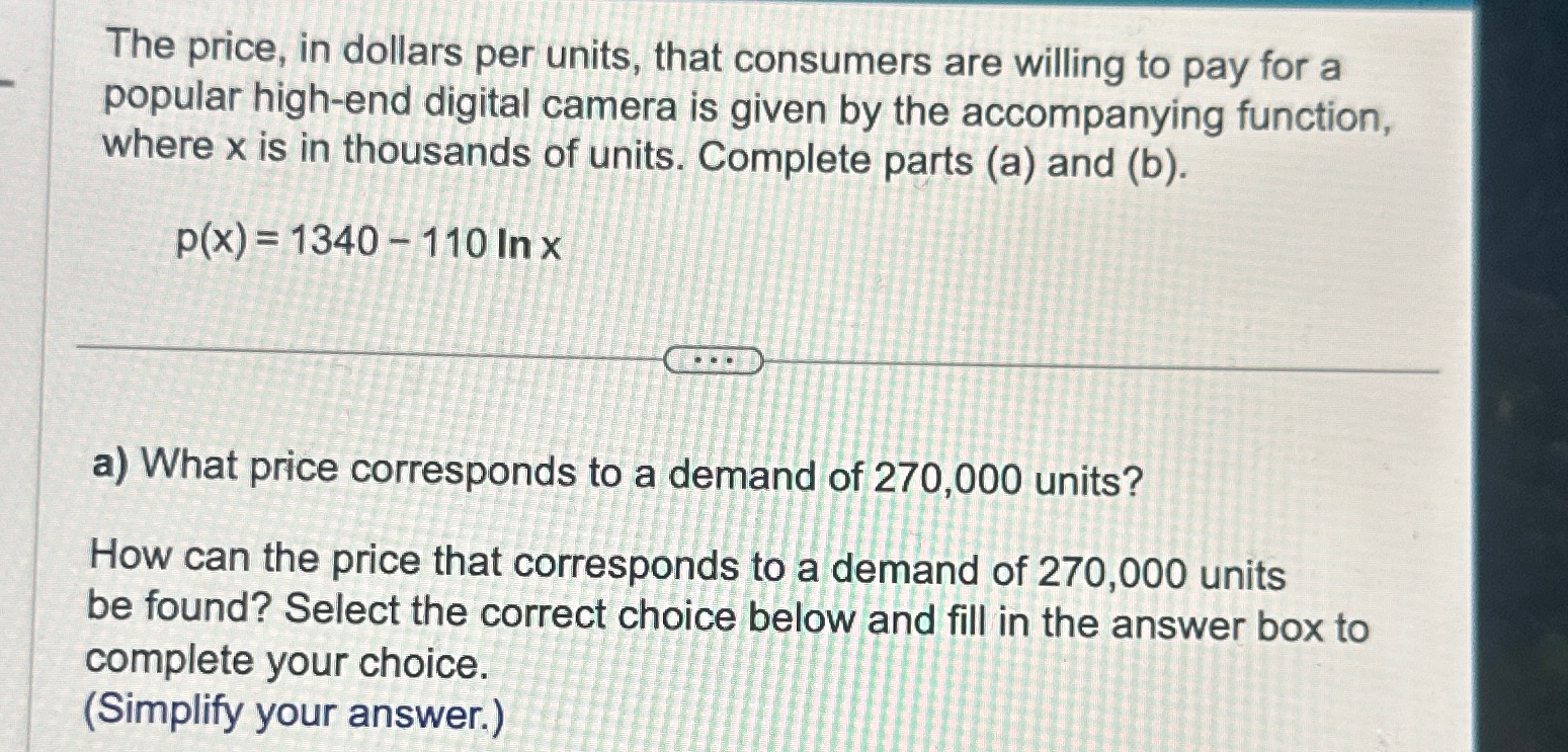 Solved The price, in dollars per units, that consumers are | Chegg.com
