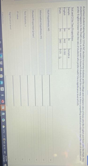 Solved A curious student taking Math 119 at IVC decides to | Chegg.com