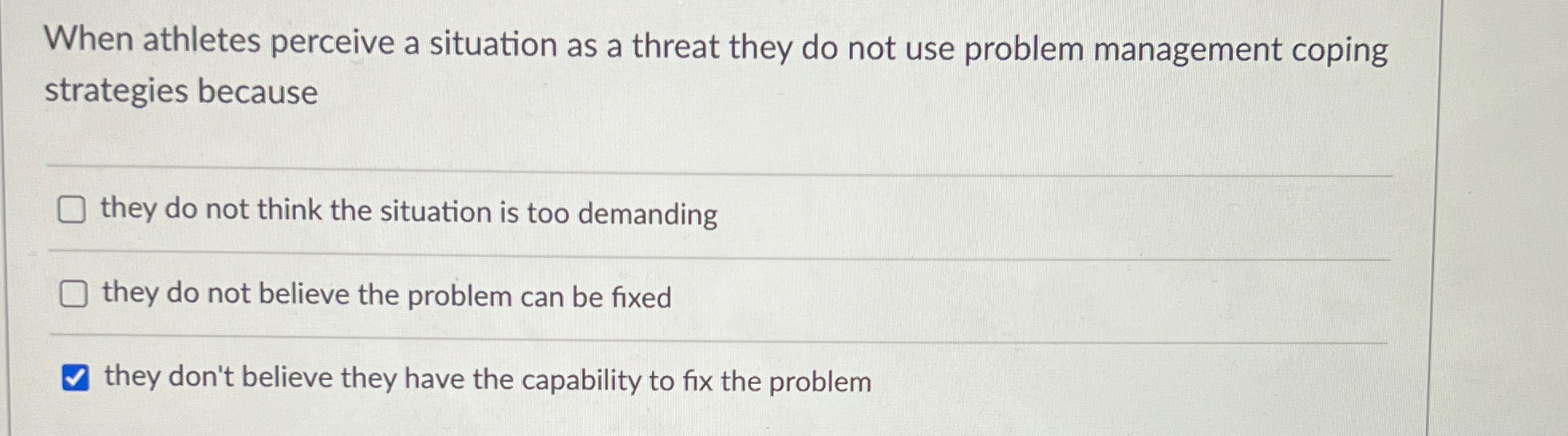 Solved When athletes perceive a situation as a threat they | Chegg.com