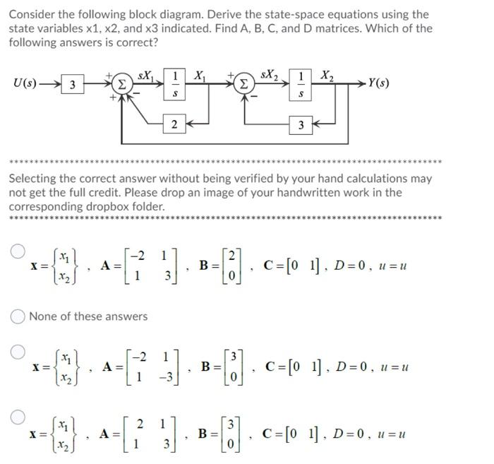 Solved Consider The Following Block Diagram. Derive The | Chegg.com