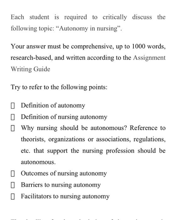 autonomy in nursing