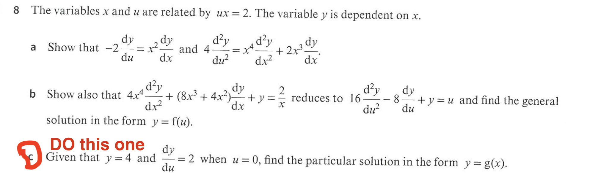 Solved 8 ﻿The variables x ﻿and u ﻿are related by ux=2. ﻿The | Chegg.com