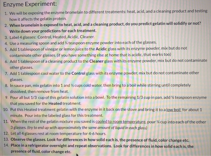 Solved Enzyme Experiment 1. We will be exposing the enzyme