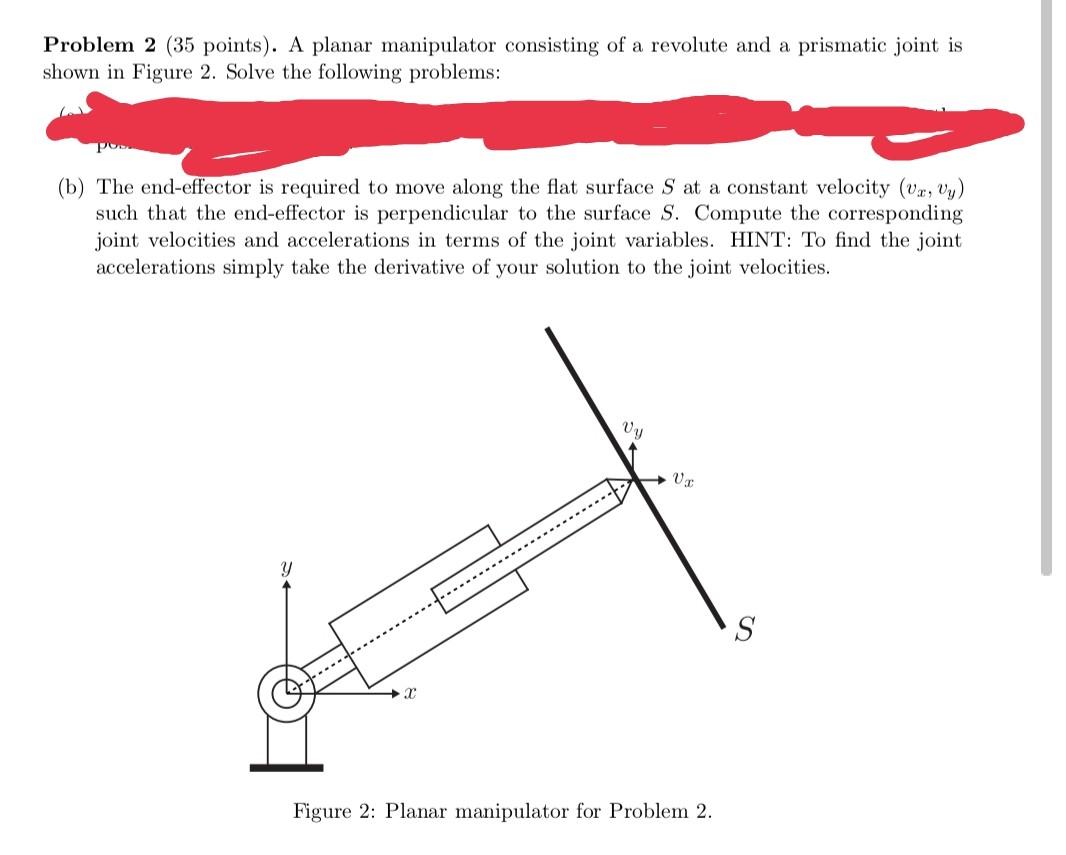 Solved Problem 2 (35 points). A planar manipulator | Chegg.com