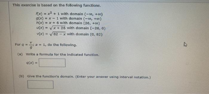 Solved This exercise is based on the following functions. | Chegg.com