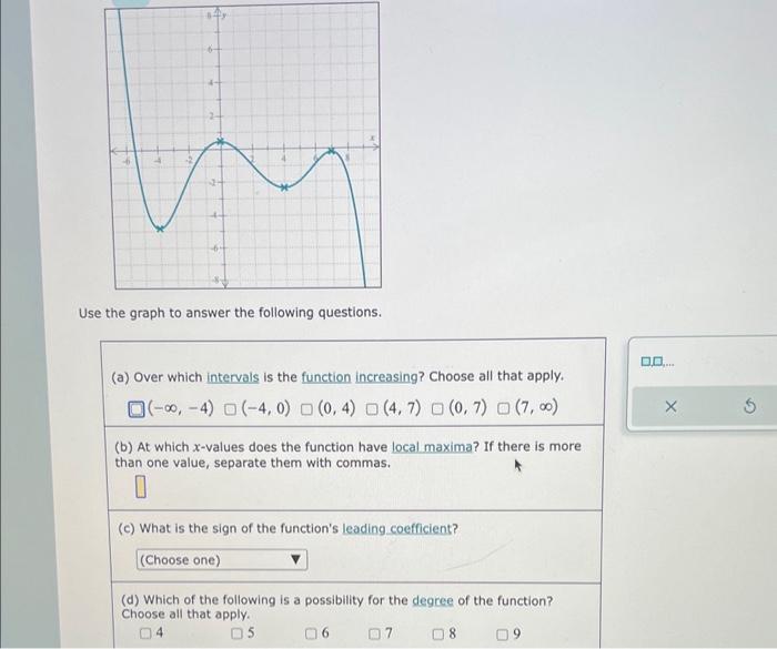 Solved Use the graph to answer the following questions. (a) | Chegg.com