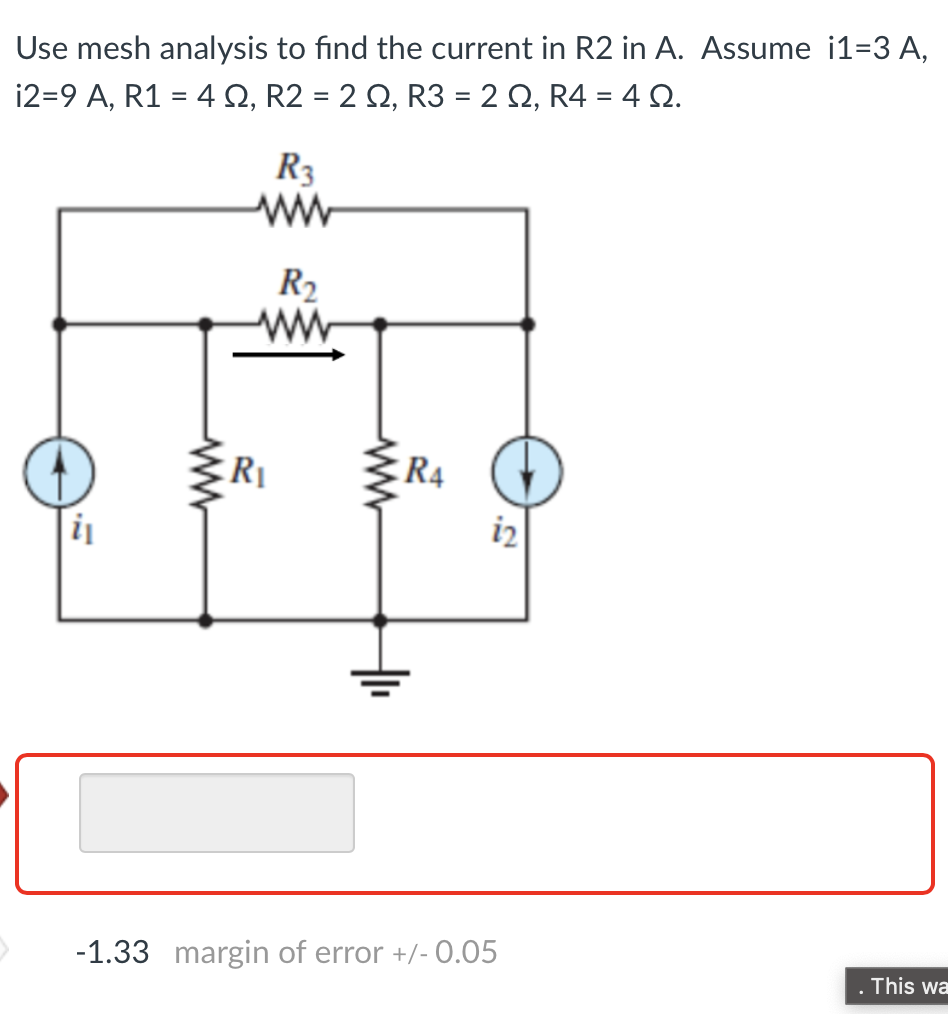 Solved Use mesh analysis to find the current in R2 ﻿in A. | Chegg.com