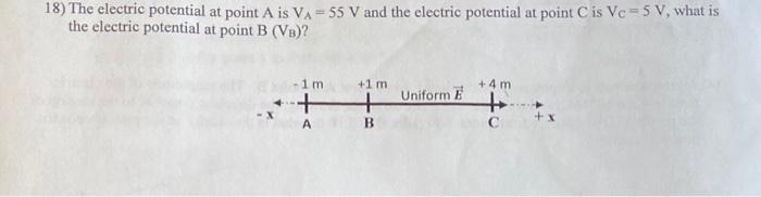 Solved 18) The electric potential at point A is VA = 55 V | Chegg.com