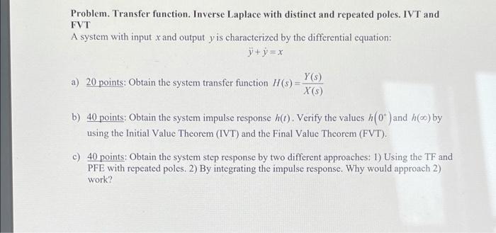 Solved Problem. Transfer function. Inverse Laplace with | Chegg.com