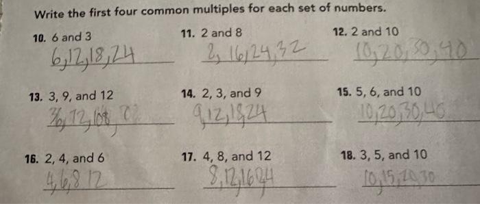 what are the first four common multiples of 5 6 and 10