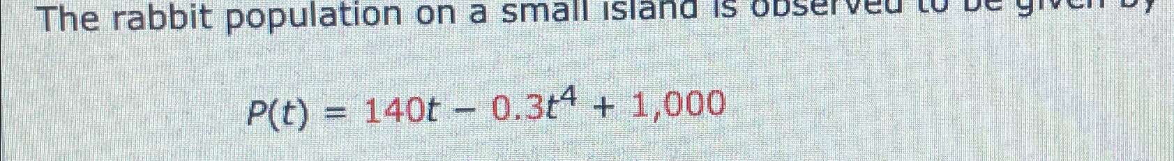 Solved The rabbit population on a small isiand | Chegg.com
