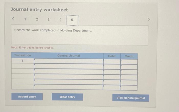 Solved Journal Entry Worksheet Record The Work | Chegg.com