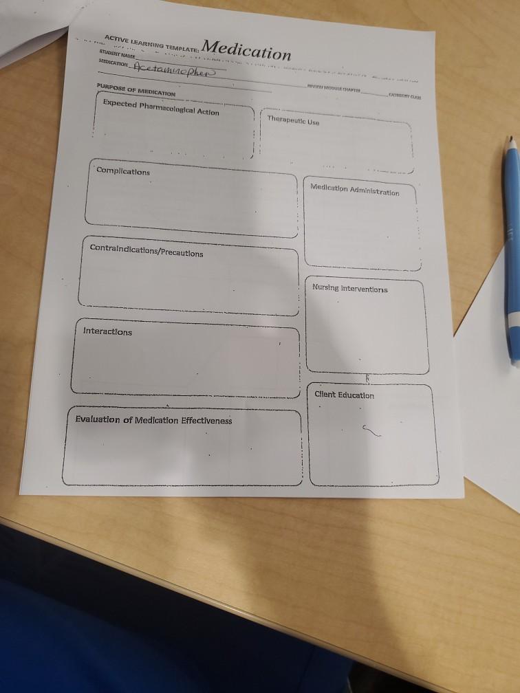 Solved ACTIVE LEARNING TEMPLATE STUDENT LANE MEDICATION