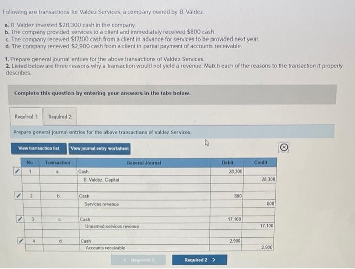 Solved Following Are Transactions For Valdez Services, A | Chegg.com