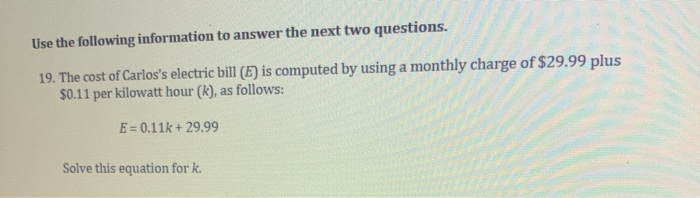 Solved Use the following information to answer the next two | Chegg.com