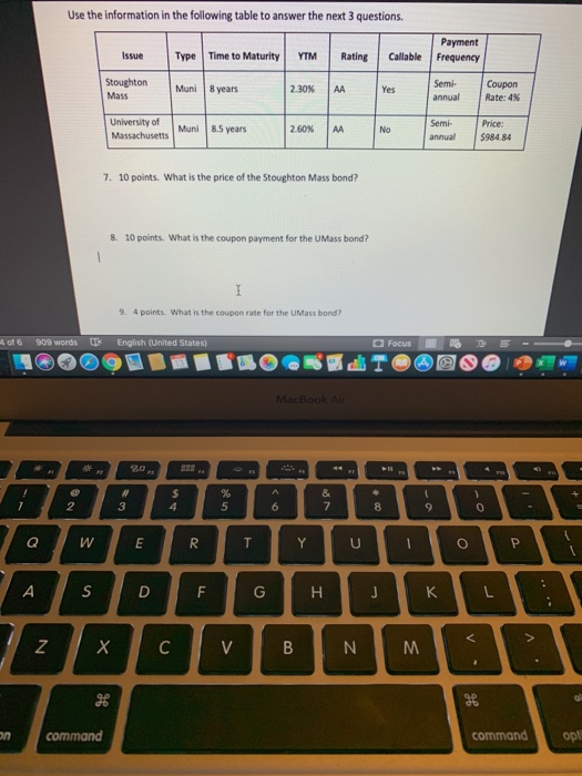 Solved Use the information in the following table to answer | Chegg.com